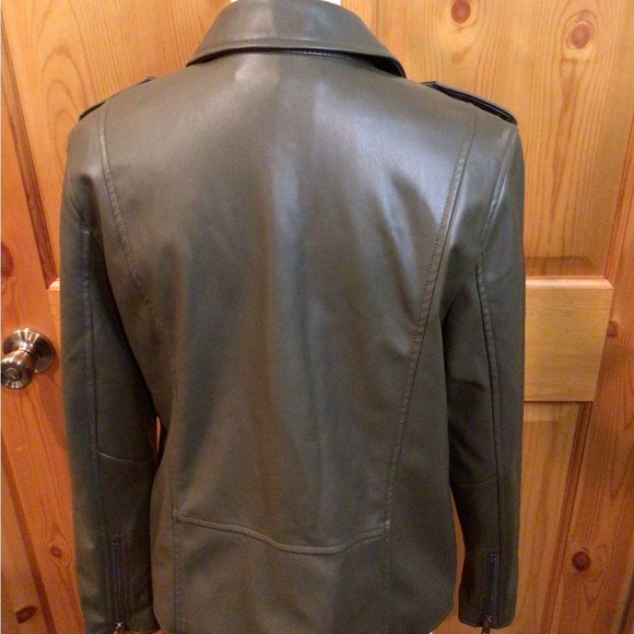 Apt. 9 Faux Leather Olive Green Jacket Size M* - Picture 3 of 7